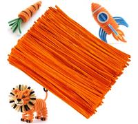 Ainiv 200PCS Pipe Cleaners for Craft, 30cm Orange Crafting Pipe Cleaners, Fuzzy Sticks Craft Supplies, Chenille Stems for DIY, Arts & Crafts for Halloween Pumpkin Creative Handmade DIY Decoration