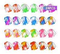 Ainiv 24 PCS Mini Fidget Pop Bubble Toys, Dinosaur Squeeze Toys with Keyring, Cute Poppet Bubble Sensory Toys, Stress Anxiety Relief Toys Desk Toy Wrap for ADHD, Autism, for School Office Adult