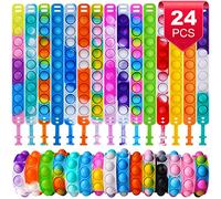 Ainiv 24PCS Fidget Bracelet Toys, Silicone Push Pop Bubble Wristband, Rainbow Multicolor Stress Relief Hand Finger, Poppet Sensory Fidget Bulk Hand Toys for Kids Adults ADHD OCD Anxiety Special Needs