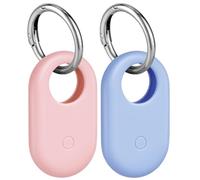 Ainiv 2PCS Cases Compatible with Samsung Galaxy SmartTag 2, Soft Silicone Protective Case Keychain, Anti-Drop Anti-Scratch Accessories for SmartTag2, for Pet Collar Keys Backpacks-Light Blue & Pink