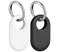 Ainiv 2PCS Cases Compatible with Samsung Galaxy SmartTag 2, Soft Silicone Protective Case Keychain, Anti-Drop Anti-Scratch Accessories for SmartTag2, for Pet Collar Keys Backpacks-Black & White