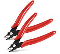 Ainiv 2PCS Micro Wire Cutter, Spring-Loaded Side Cutting Pliers Flush Cutters, Precision Diagonal Cutting Pliers in CRV Steel, Wire Snips for Electrical, Homes, Craft, Jewellery, 3D Print Models-Red