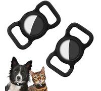 Ainiv 2PCS Pet Protective Case for Apple Airtag GPS Finder, Silicone Dog Cat Collar Holder for Airtag, Pet Loop Holder, Safety and Anti-lost Tracker Case for Apple Locator Tracker, Black