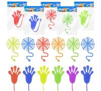 Ainiv 30Pcs Novelty Sticky Stretchy Toys Set, 15PCS Sticky Spider Web + 15PCS Sticky Hands, Stretchy Sticky Wall Climbers Window Crawler Toys Party Bag Fillers for Party Favor Home Kids Gift
