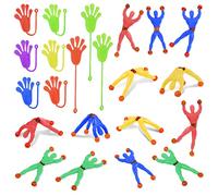 Ainiv 30Pcs Novelty Sticky Stretchy Toys Set, 15PCS Sticky Window Crawler Men+ 15PCS Sticky Hands, Stretchy Sticky Wall Climbers Window Crawler Toys Party Bag Fillers for Party Favor Home Kids Gift