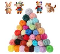 Ainiv 36 Pcs Felting Wool, Needle Felting Wool, 36 Colors Fleece Roving Yarn, Beginner-Friendly Art Crafts, Starter Needle Fuzzy Felt Supplies for DIY Craft Beginners