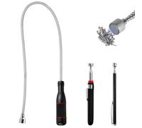 Ainiv 3PCS Magnetic Pickup Tool, Bendable Magnet Stick/5LB/1.5LB | Telescopic Magnetic Pickup Tool with Pocket Clip, Extra Strong Magnet and Non-Slip Handle, Pick Up Small Parts Metal Objects