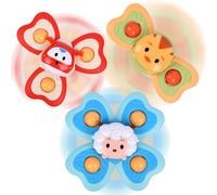 Ainiv 3PCS Suction Cup Spinner Toy, Baby Spinning Top Toys for 1+ Year Old Boys Girls, High Chair Toys with Suction Cup for Toddlers 1-3, Kids Fidget Toys for Baby Bath Table Airline Travel Essentials