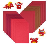 Ainiv 40 PCS Coloured Felt Fabric Sheets, 30 x 20 cm Fabrics DIY Craftwork Sewing Patchwork, Soft Thick Felts Fabric Sheets, Felt Crafts 5 Colors Polyester Sheet for Art and DIY Crafts-Red Series