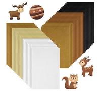 Ainiv 40 PCS Coloured Felt Fabric Sheets, 30 x 20 cm Fabrics DIY Craftwork Sewing Patchwork, Soft Thick Felts Fabric Sheets, Felt Crafts 5 Colors Polyester Sheet for Art and DIY Crafts-Brown Series