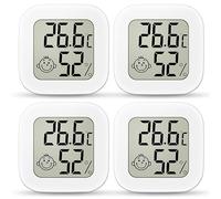 Ainiv 4PCS Digital Hygrometer Indoor Thermometer, Mini Room Thermometer with LCD Display and Face Lcons, Humidity Gauge with Temperature Humidity Monitor for Bedroom, Baby Room, Warehouse, Cellar, Car