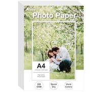 Ainiv 50 Sheets Glossy Ink Photo Paper, A4 200gsm Photo Paper for Printer Quick-Dry Waterproof Compatible with HP Canon Epson Inkjet Printers