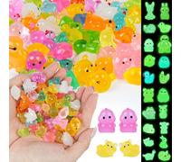 Ainiv 60 PCS Mini Luminous Resin Animals, Multiple Styles Tiny Resin Animals, Mini Little Small Plastic Animal Figures Glow in the Dark, for Fairy Garden, Micro Landscape, Aquarium, Dollhouse Decor