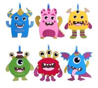 Ainiv 6PCS Monster Crafts for Kids, DIY Craft Kits for Kids, Christmas Arts and Crafts for Kids, DIY Peel&Stick Eva Felt Crafts, Kids Craft Party Group Activities Fall Holiday Hanging Decorations