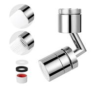 Ainiv 720° Rotate Tap Aerator, Metal Swivel Water Saving Faucet with Filter for 22/24MM Threaded Taps, Faucet Aerator Swivel Kitchen Sink with 2 Modes, Tap Extension Connection for Kitchen, Bathroom