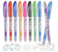 Ainiv 8 Colour Capped Erasable Pens, 0.5mm Point Rub Out Pens with Rubbers on the End, Cool Friction Gel Ink Pens, Eraser Pen for Writing, Stationery, Office & School Supplies (with 32 Refills)