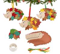 Ainiv 8PCS Hedgehog Craft Set for Kids, Christmas DIY Creative Craft Kit with Maple Leaf Stickers, DIY Peel & Stick Felt Craft Set for Children Craft Group Activities Fall Holiday Party Decorations