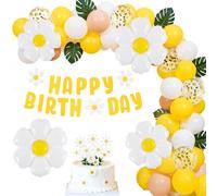 Ainiv Daisy Birthday Party Decorations, Happy Banner and Balloon Set, Daisy Flower Cake Topper, Boho Birthday Party Decoration for Birthday, or Any Adults Party