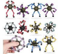 Ainiv Deformable Robot Fidget Spinner Toys, 10 PCS Transformable Chain Finger Hand Spinner, Funny Creative DIY Deformation Fingertip Stress Relief Fidget Toy for Teens Adults Party Favor