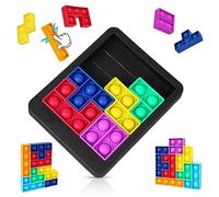 Ainiv Educational Learning Puzzle Intelligence Fidget Toys, Silicone Push Pop Bubble Toys,Pop Brain Teasers Toy, Jigsaw Building Blocks Game Board Kids Adults ADHD OCD Anxiety, 8pcs (F5-3346362)