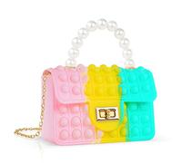 Ainiv Fidget Bag for Girls, Large Size 16x12x7cm Pop it Bag, 2 in 1 Fidget Popper Poppet Bag, Silicone Push Bubble Relief Stress Handbag Crossbody Shoulder Bag for Sweetheart Gift, Multicolor