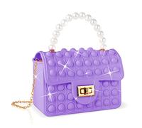 Ainiv Fidget Bag for Girls, Large Size 16x12x7cm Pop it Bag, 2 in 1 Fidget Popper Poppet Bag, Silicone Push Bubble Relief Stress Handbag Crossbody Shoulder Bag for Sweetheart Gift, Purple