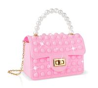 Ainiv Fidget Bag for Girls, Large Size 16x12x7cm Pop it Bag, 2 in 1 Fidget Popper Poppet Bag, Silicone Push Bubble Relief Stress Handbag Crossbody Shoulder Bag for Sweetheart Gift, Pink