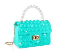 Ainiv Fidget Bag for Girls, Large Size 16x12x7cm Pop it Bag, 2 in 1 Fidget Popper Poppet Bag, Silicone Push Bubble Relief Stress Handbag Crossbody Shoulder Bag for Sweetheart Gift, Green