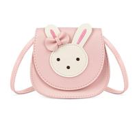 Ainiv Girls Bow Crossbody Purse, Cute Bunny Rabbit Shoulder Bag, Mini Magnetic Flap Bag, PU Adjustable Strap Shoulder Bag for Girls Kids Toddler Teens