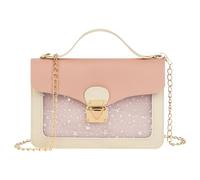 Ainiv Girls Chain Mini Handbags, Star Sequins Crossbody Bag with Detachable Chain, Three-Layer Mezzanine Large Capacity Shoulder Bag, Pink Lock Handbag for Girls Kids Toddler Teens