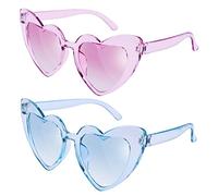 Ainiv Heart Shaped Sunglasses, 2 Pairs Vintage Cat Eye Love Glasses, UV400 Sunscreen UV Protection Transparent Purple And Blue Lens, Fashion Eyeglasses for Women Men Kids Party Travel Photoshoot