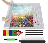 Ainiv Jigsaw Puzzle Mat Roll Up 2000 Pieces, 47” x 31.5” Portable Felt Puzzles Board with 4 Sorting Trays & Travel Storage Bag, Jigsaw Saver Pad Keeper for Adults Teens, Gray