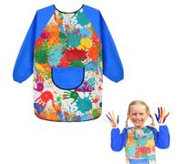Ainiv Kids Art Aprons for Age 6-12 Years Girls Boys, Waterproof Graffiti Painting Aprons Long Sleeves with Pockets, Kids Painting Smock Toddler Children, Kids Aprons for Painting Craft School Eating