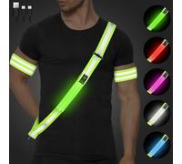 Ainiv LED Running Lights Reflective Sash, Flashing Light Up High Visibility Safety Gear, USB Rechargeable Waterproof Illuminating Strips, 5 Lights Colors & 3 Light Modes Reflective Running Accessories
