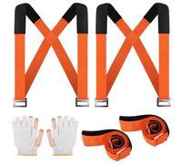 Ainiv Lifting Straps for Movers, 2 Person Shoulder Strap, Adjustable Furniture Moving Straps with Bonus 2 Pair Gloves, Sling for Ergonomic, Capacity 270 kg for Heavy Objects Goods Furniture Appliance