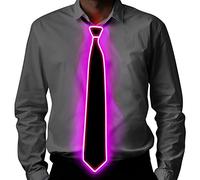 Ainiv Light Up Neckties, Man LED Luminous Tie w/ Power Cord, 3 Flash Modes, Adjustable Illuminated Tie w/ Zipper, Costume Accessory Parties, Bars, Halloween, School (Pink) (F5-3357886)
