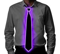 Ainiv Light Up Neckties, Man LED Luminous Tie With Power Cord, 3 Flash Modes LED Glow Ties, Adjustable Illuminated Tie with Zipper, Costume Accessory for Parties, Bars, Halloween, School...(Purple)