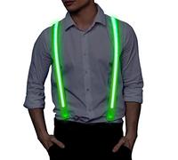 Ainiv Light Up Suspenders, Man LED Luminous Suspender, 3 Flash Modes LED Glow Suspenders, Adjustable Illuminated Bow Ties with Zipper, Costume Accessory for Parties, Bars, Halloween, School (Green)