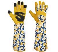 Ainiv Long Gardening Gloves - Thorn Proof, Protective, Lightweight - Yellow, Large