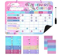 Ainiv Magnetic Reward Chart for Kids, Behaviour Charts with 52 Behaviour Stickers, 120 Star Stickers, Learning Responsibility Chart for Potty Training, Good Habits, Routine Building (Unicorn)