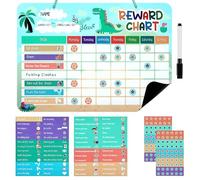 Ainiv Magnetic Reward Chart for Kids, Behaviour Charts with 52 Behaviour Stickers, 120 Star Stickers, Learning Responsibility Chart for Potty Training, Good Habits, Routine Building (Dinosaur)