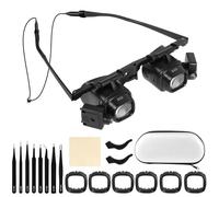 Ainiv Magnifying Glasses with LED Lights, Hands Free Head Magnifier with 2 LED Lights, Adjustable Lens and Light Angle, Magnifier with 4 Interchangeable Lenses-2X 6X 10X 24X for Jeweler Watch Repair