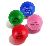 Ainiv Motivational Squeeze Stress Balls, 4pcs Stress Relief Ball, Sensory Stress Ball for Adults, Hand Exercise Stress Relief Balls, Squeeze Toys for Anxiety, Fidget, Tension, Manage Anger