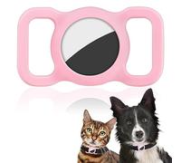 Ainiv Pet Protective Case for Apple Airtag GPS Finder, Silicone Dog Cat Collar Holder for Airtag, Pet Loop Holder, Safety and Anti-lost Tracker Case for Apple Locator Tracker, Pink