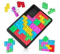 Ainiv Pop Puzzle Popper Fidget Game, Push Pop Brain Teasers Toy, Silicone Jigsaw Building Blocks Game Board, Educational Learning Puzzle and Intelligence Toys for Anxiety & Stress Relief
