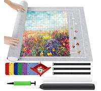 Ainiv Puzzle Roll Jigsaw Storage Felt Mat, Jigsaw Puzzle Roll Mat, Portable Puzzle Roll Up Storage Mat with Auxiliary Lines for up to 3000 Pcs, Foldable Puzzle Storage Felt Pad with Inflatable Pump