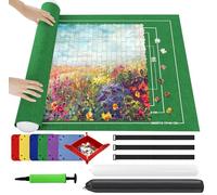 Ainiv Puzzle Roll Jigsaw Storage Felt Mat, Jigsaw Puzzle Roll Mat, Portable Puzzle Roll Up Storage Mat with Auxiliary Lines for up to 3000 Pcs, Foldable Puzzle Storage Felt Pad with Inflatable Pump