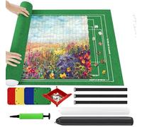 Ainiv Puzzle Roll Jigsaw Storage Felt Mat | Portable Puzzle Mat with Auxiliary Lines for up to 2000 Pcs Foldable Puzzles Saver Felt Pad with Inflatable Pump