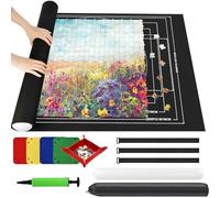 Ainiv Puzzle Roll Jigsaw Storage Felt Mat | Portable Puzzle Mat with Auxiliary Lines for up to 2000 Pcs Foldable Puzzles Saver Felt Pad with Inflatable Pump