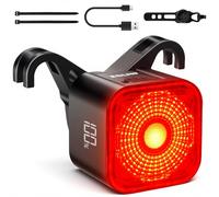 Ainiv Smart Bike Tail Light with Brake Sensor, 6 Lighting Modes, USB C Rechargeable Bicycle Taillight, IP55 Waterproof Rear Light, Intelligent digital display, Bike Alarm for Night Riding Mountain